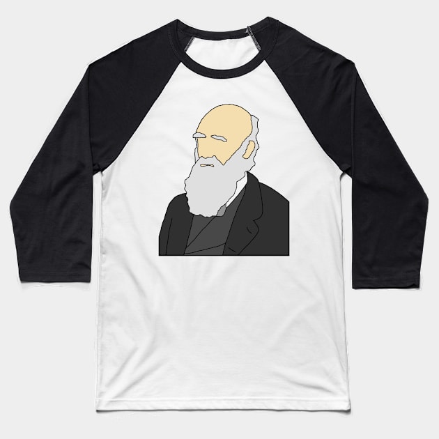 Charles Darwin Illustration Baseball T-Shirt by ThingRubyDoes